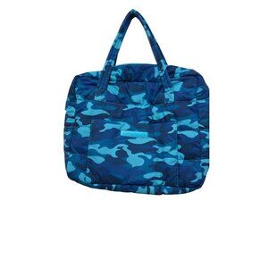 Moroccanoil Large Blue Camouflage Tote Bag Padded Straps Zipper Closure & Spacio